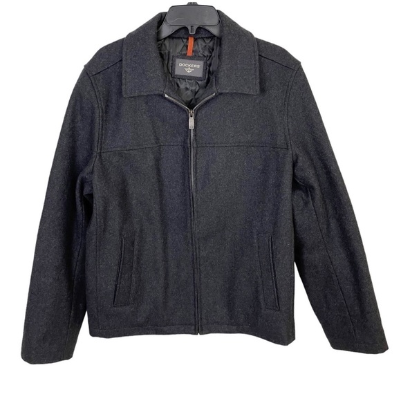 Dockers Other - 𝅺Dockers Men’s Wool Blend Peacoat Dark Gray Full Zip Closure Pockets EUC Medium